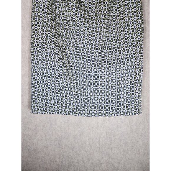 TALBOTS Blue Black Beige Geometric Design Silk Wool Blend Below Knee Skirt SZ 12 - Picture 4 of 8